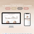 12 Month Cash Budget Planner Google Sheets. Use on any device, smart tracking, visual analytics, and video tutorial included