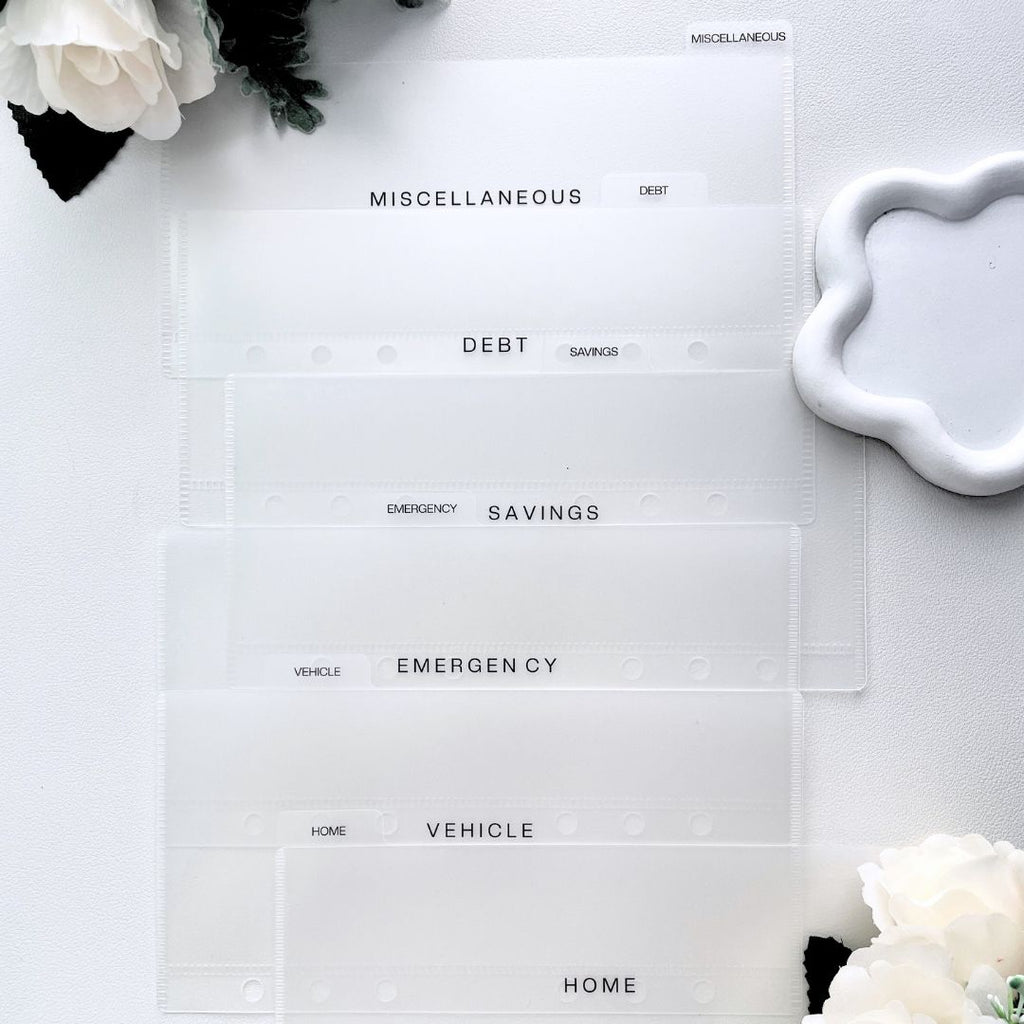 A6 Frosted Matte Cash Envelopes in Classic Font - Set of 6 #2