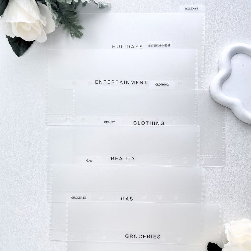 A6 Frosted Matte Cash Envelopes in Classic Font - Set of 6