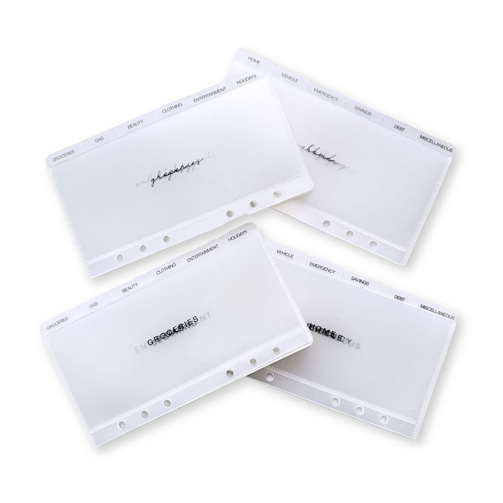 A6 Frosted Matte Cash Envelopes in Cursive or Classic Font - Set of 12 Envelopes